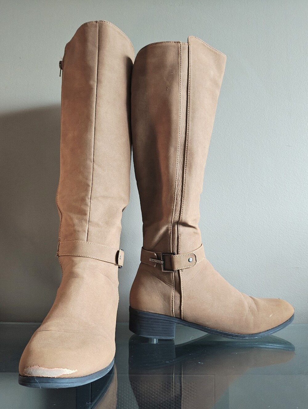 Nautica Women's Tall Tan Riding Style, Knee-High Boots